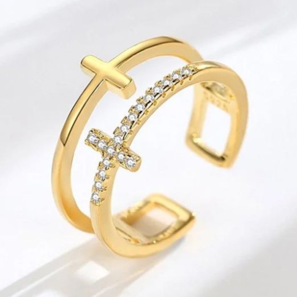 NWT GIFT! ✝️ To My Daughter Pray Through It Double Cross Adjustable Ring